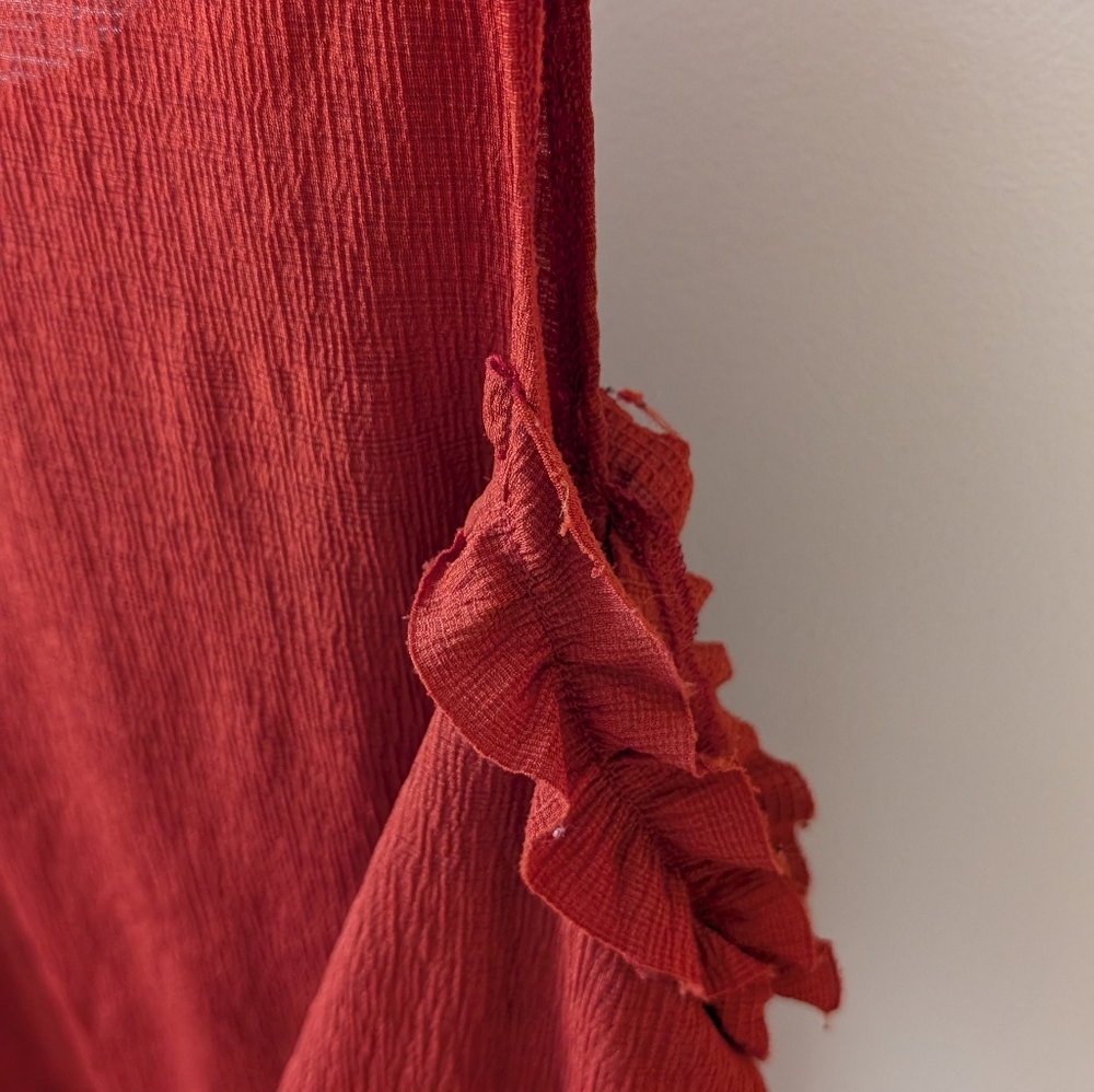 Lauren Conrad cold shoulder sheer blouse. Size medium. Burnt orange color - Picture 10 of 10